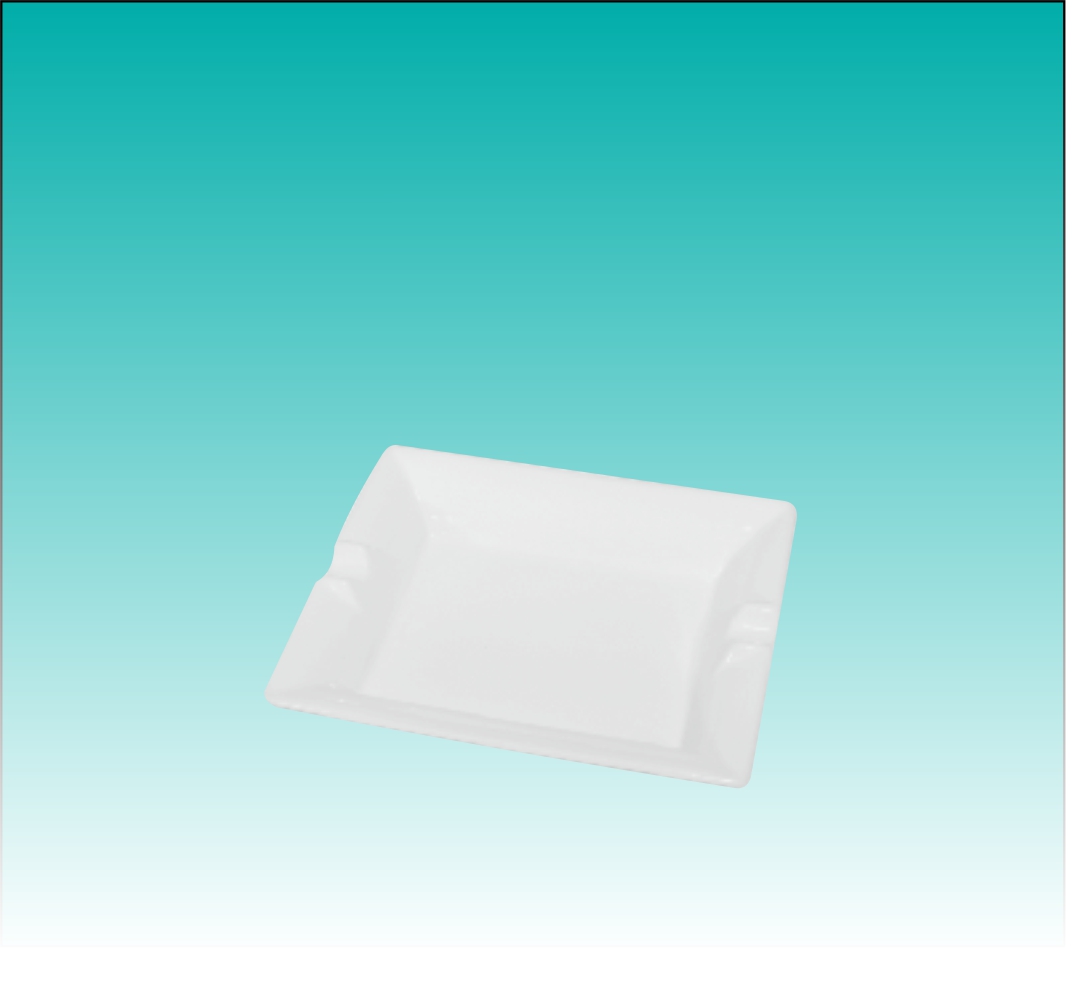 Aschenbecher rechteckig Porzellan, weiß